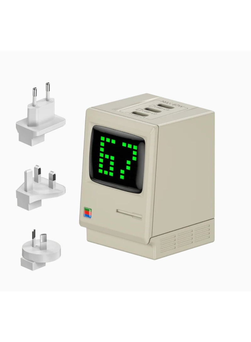 شارج شاحن SHARGE Retro السريع بتقنية GaN بقوة 67 واط - 3 منافذ USB-C، عرض فوري للطاقة، وشحن ذكي متعدد الأجهزة لأنظمة iOS وAndroid - Image 5